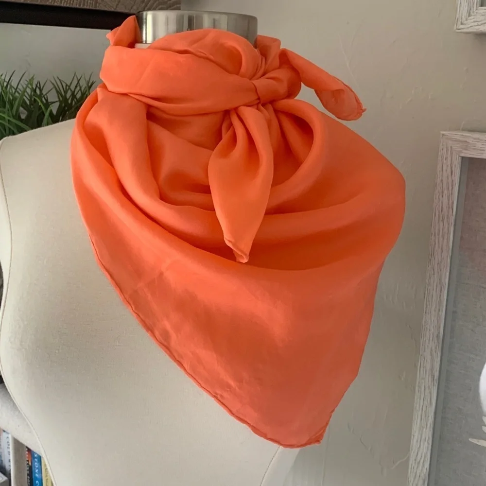 Coral/ orange solid silk scarf